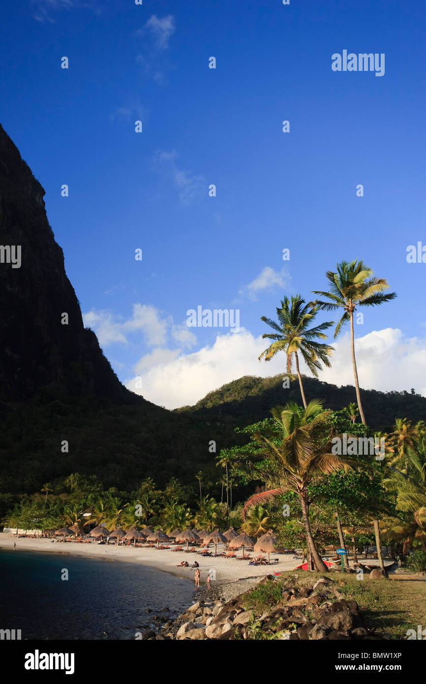Caribbean, St Lucia, Anse des Pitons Beach (Anse Jalousie Stock Photo