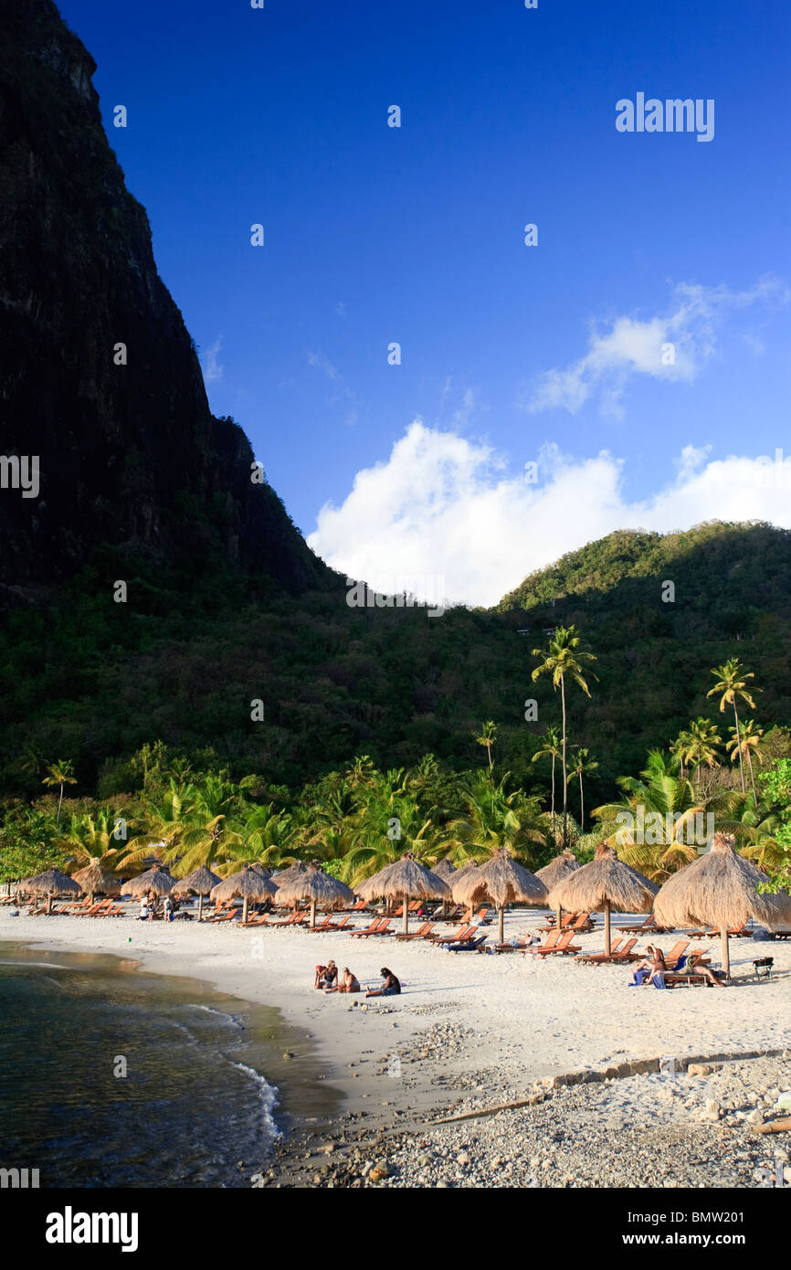 Caribbean, St Lucia, Anse des Pitons Beach (Anse Jalousie Stock Photo