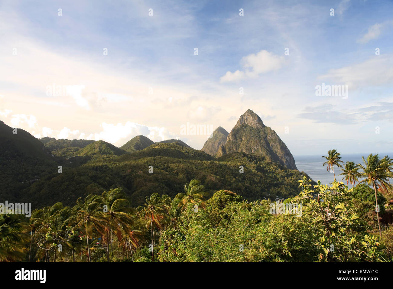 Caribbean, St Lucia, Petit and Gros Piton Mountains (UNESCO World ...