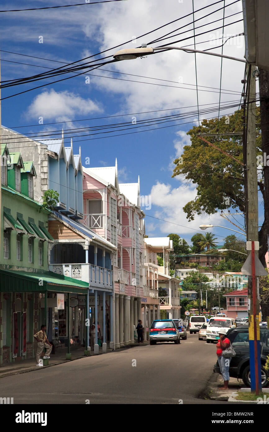 Caribbean, St Lucia, Castries Town, Derek Walcott Square, Colonial Architecture Stock Photo