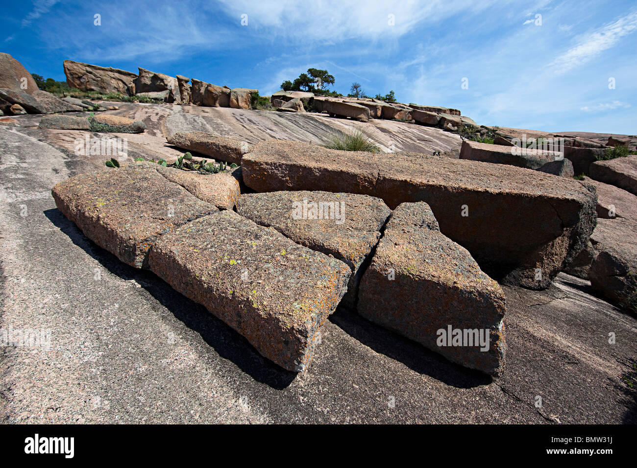 Granite rock formations Enchanted Rock State Natural Area Texas USA Stock Photo