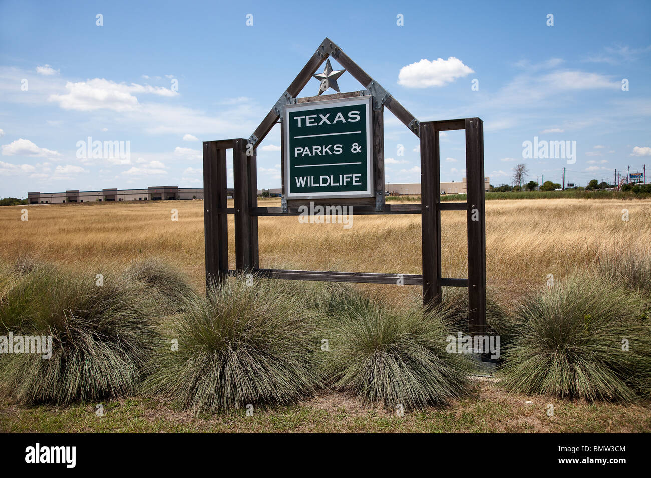 Texas Parks and Wildlife sign on nature reserve Austin Texas USA Stock Photo