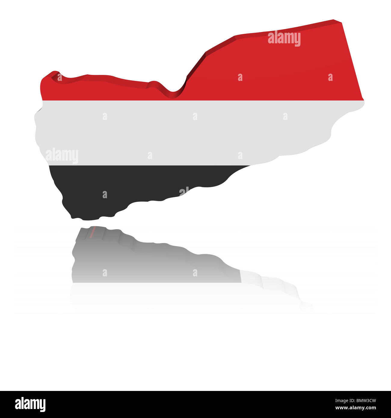 Yemen map flag 3d render with reflection illustration Stock Photo - Alamy
