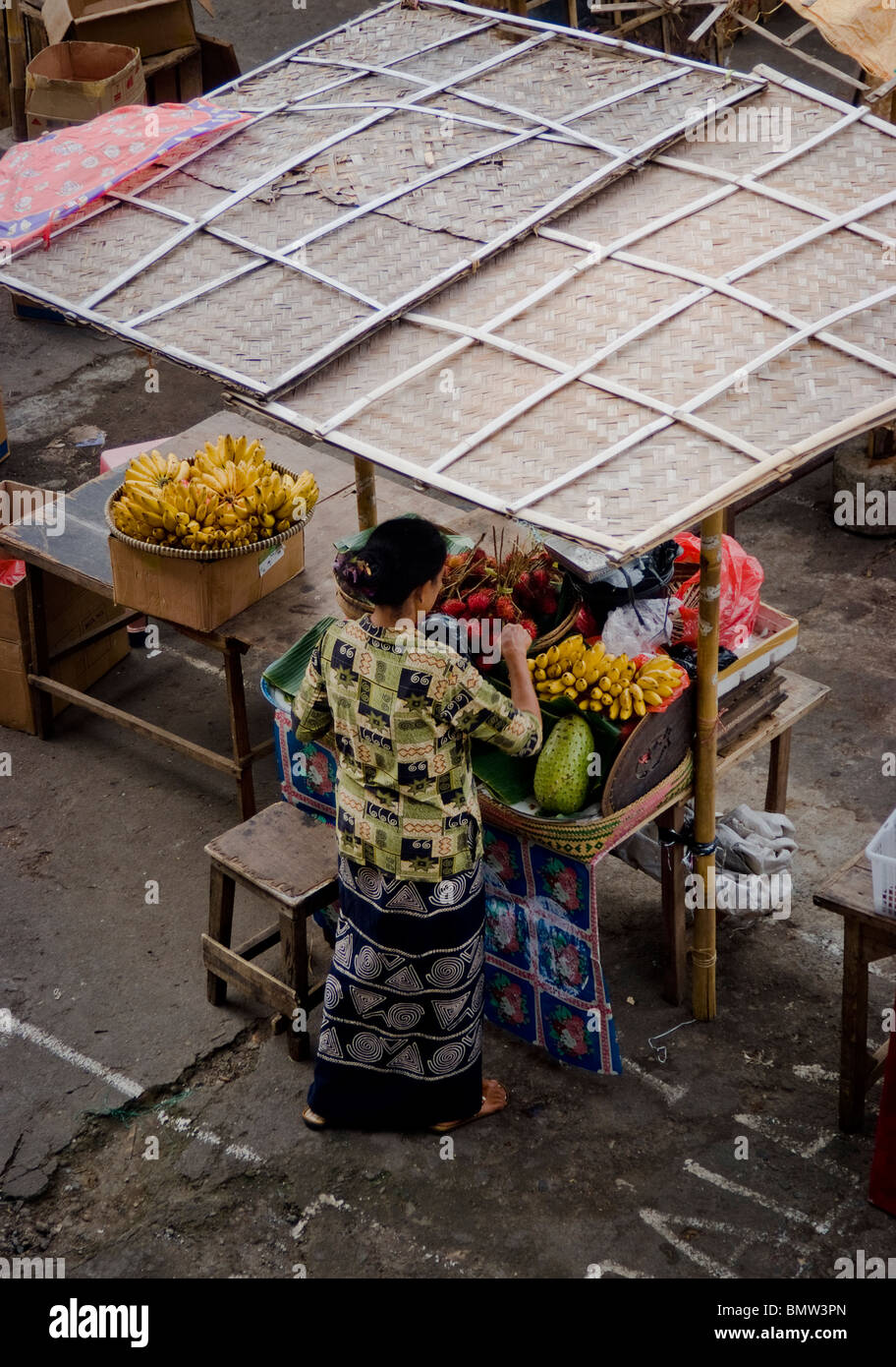 The Ubud, Bali, public market opens early and supplies fruits