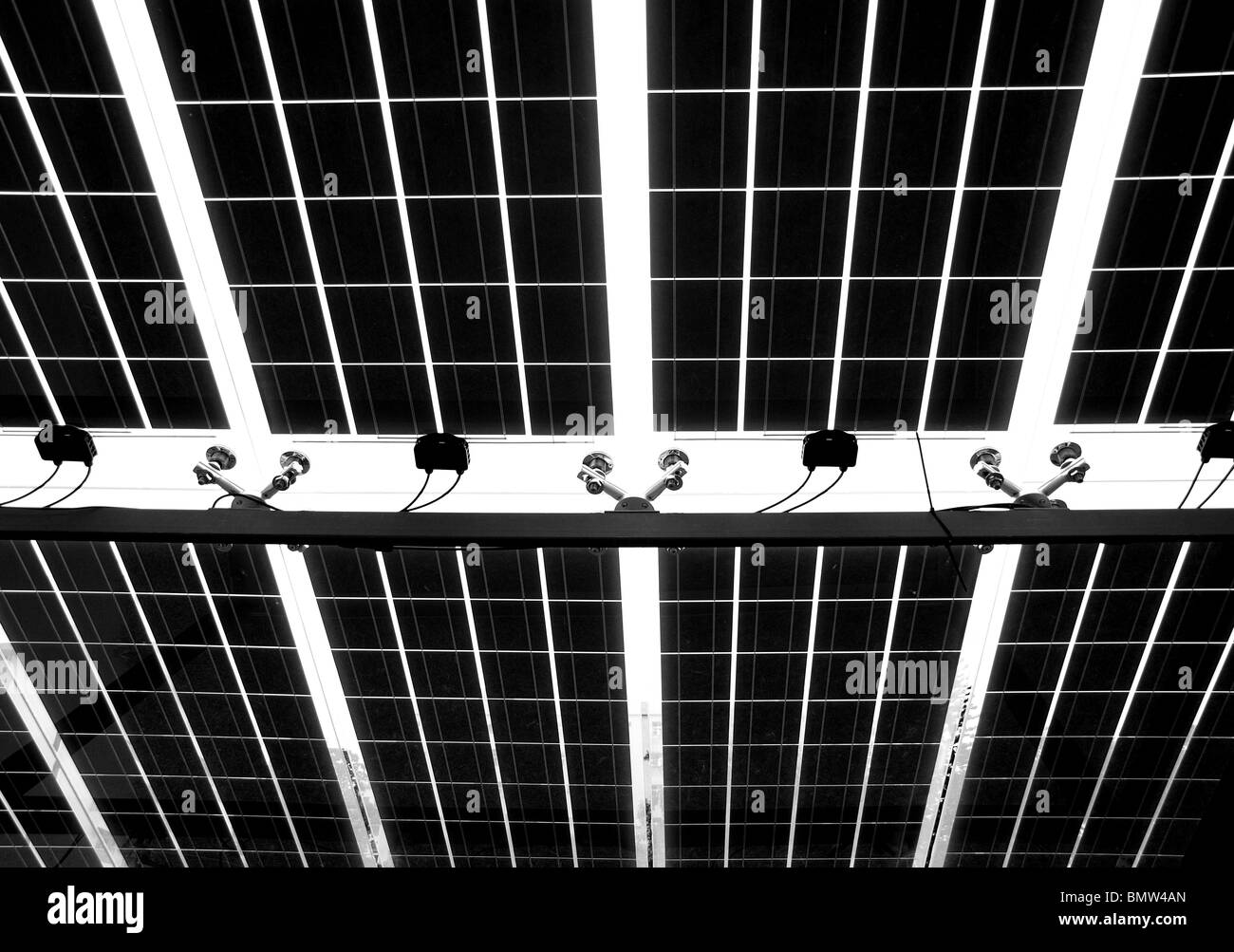 A large pattern of solar cells seen from underneath Stock Photo Alamy