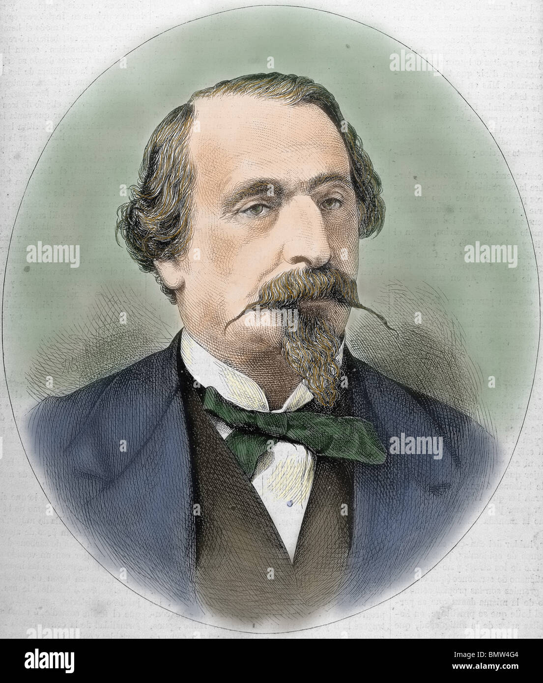 NAPOLEON III (Paris ,1808-Chislehurst, 1873). French emperor (1852-1870.) He was the son of Louis Bonaparte. Colored engraving. Stock Photo