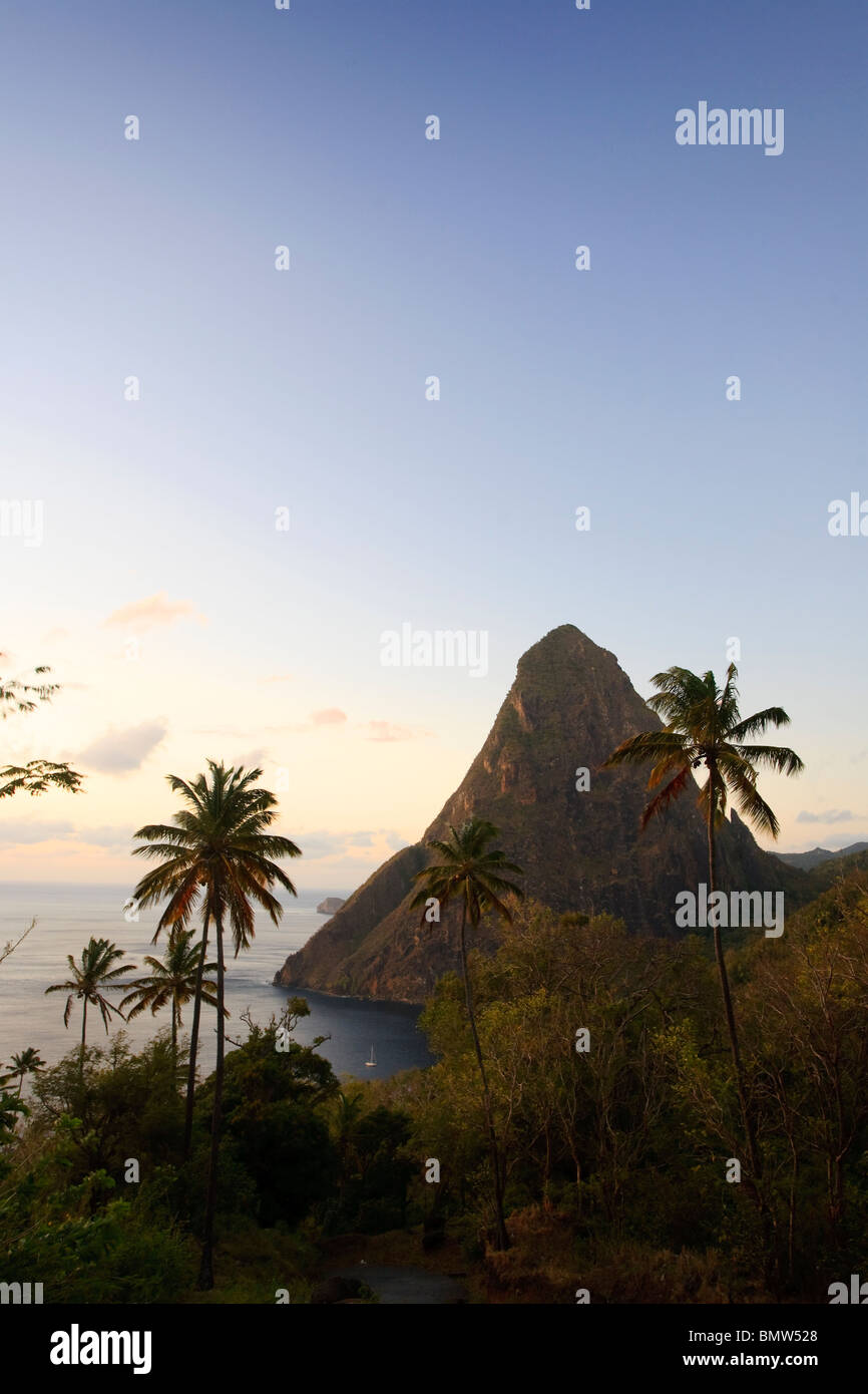 Caribbean, St Lucia, Petit Piton, (UNESCO World Heritage Site) and Anse