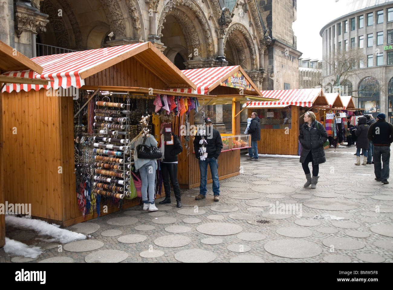 Market outside Kaiser Welhelm Memorial church Berlin Germany Stock Photo