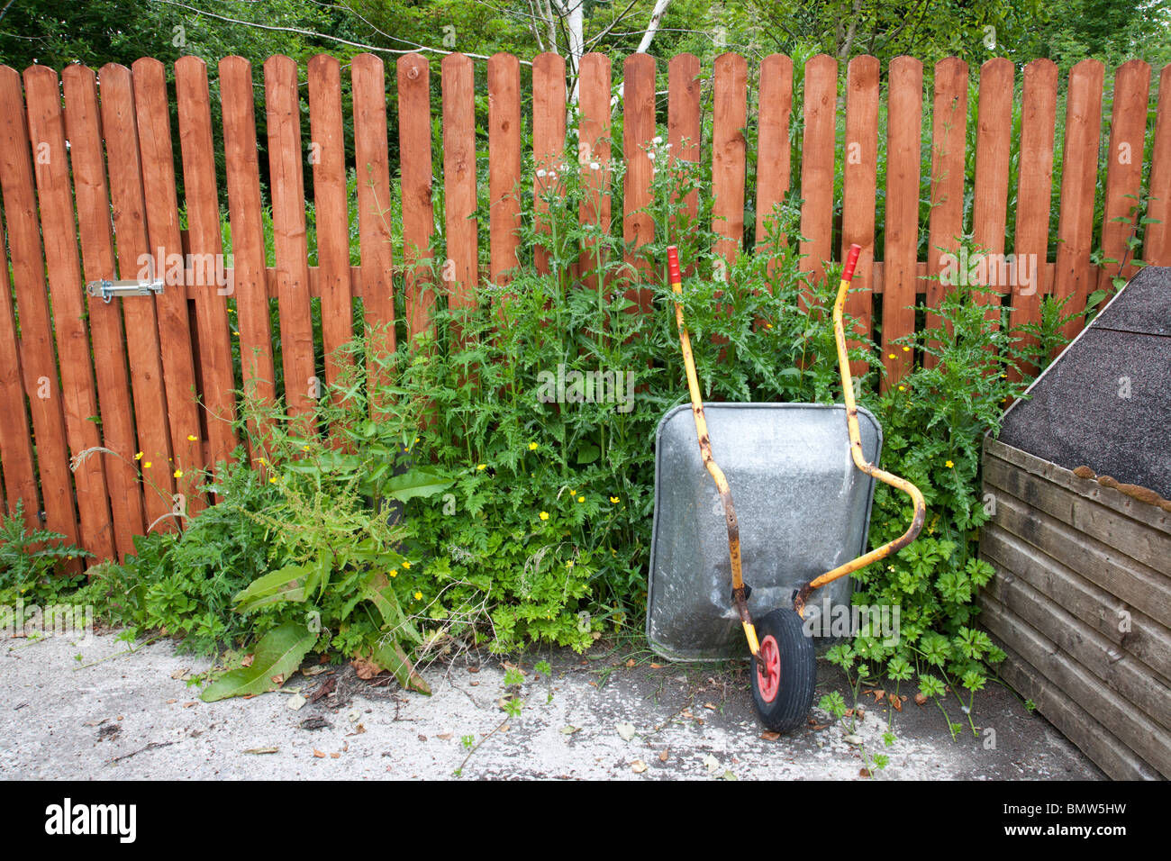 Untidy Back garden, Ireland Stock Photo