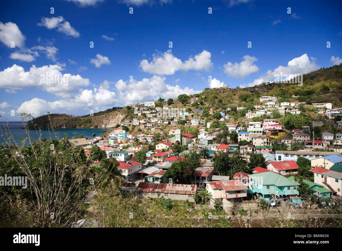 Caribbean, St Lucia, Canaries Village Stock Photo