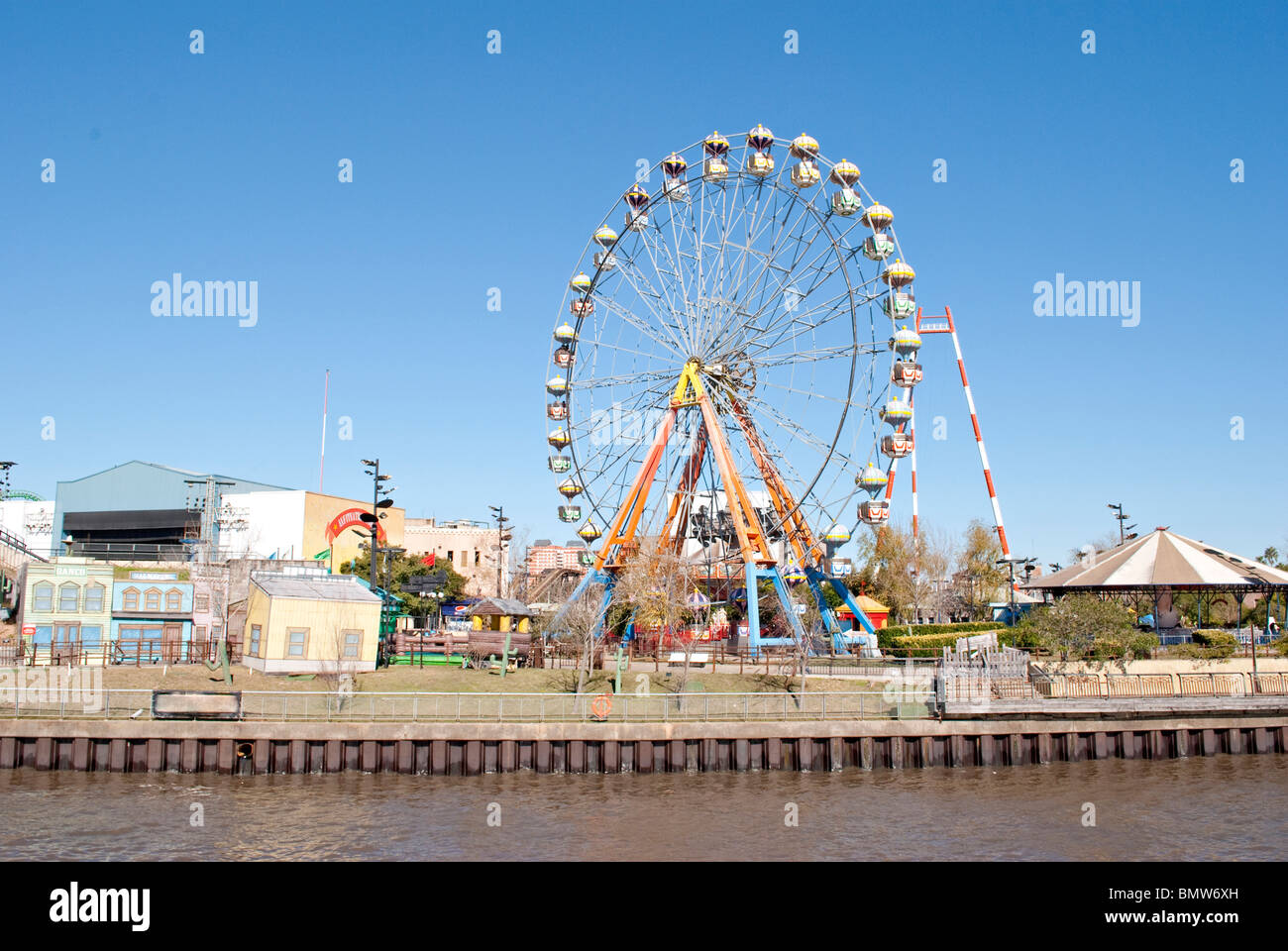 Buenos Aires - June 20, 2010 - amusement park on the coast of Paraná river Stock Photo