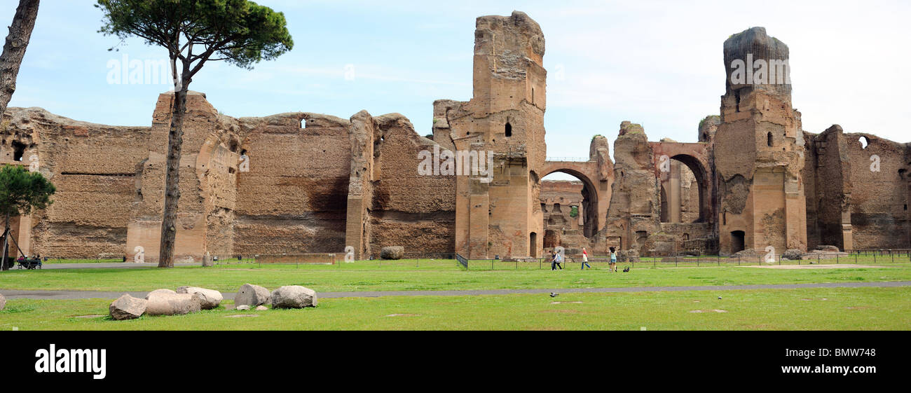 Panoramic view of Baths of Caracalla, Rome, Italy Stock Photo