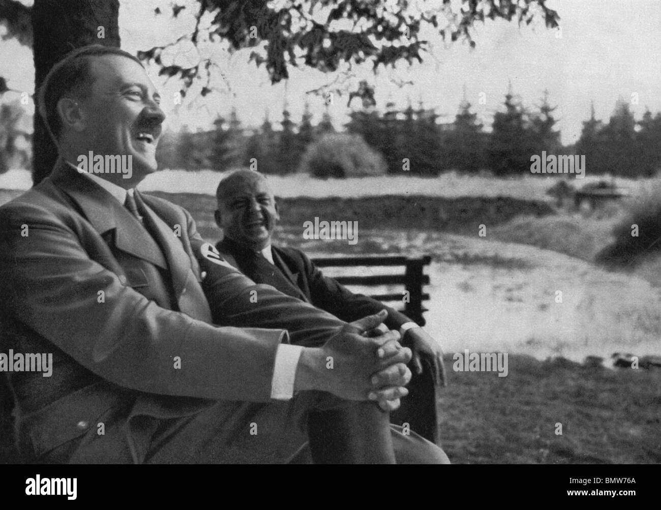 HITLER - one of a series of  photos widely distributed in Germany. Original caption says 'The Fuhrer can also enjoy himself' Stock Photo