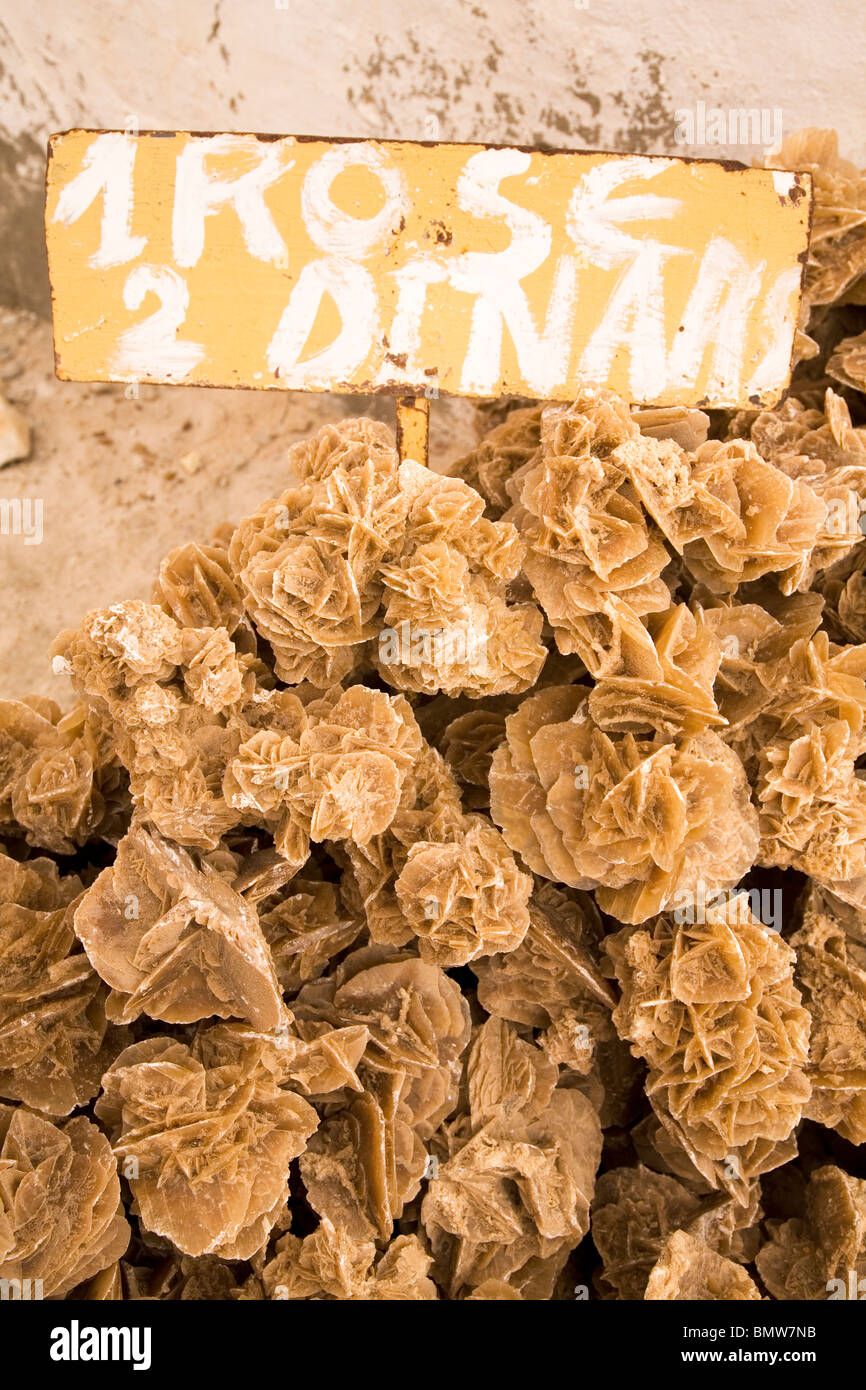 Desert Roses are offered for sale in Tunisia. Stock Photo