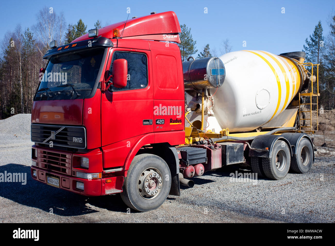 Concrete transportation truck , Finland Stock Photo