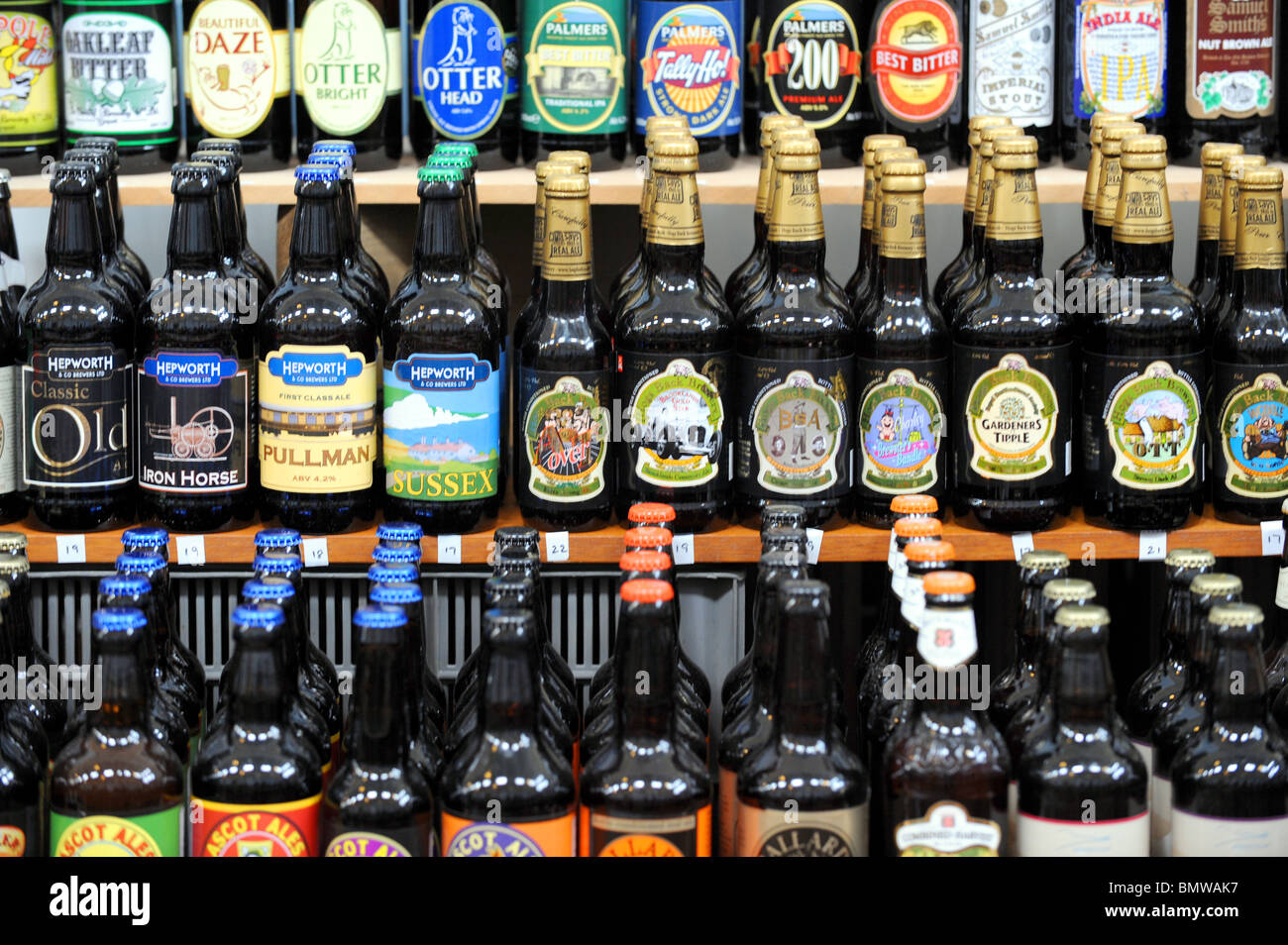 Bottles of beer and real ale at Southdown Beer and Cider Festival at