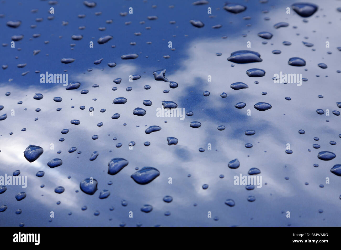 Water droplets on car surface after rain Stock Photo Alamy