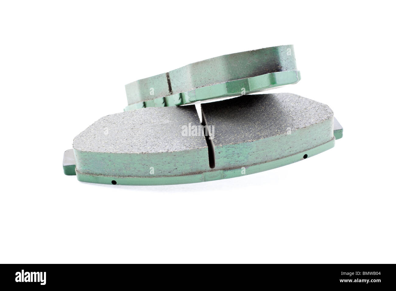 front car brake pads on a white background. horizontal shot Stock Photo