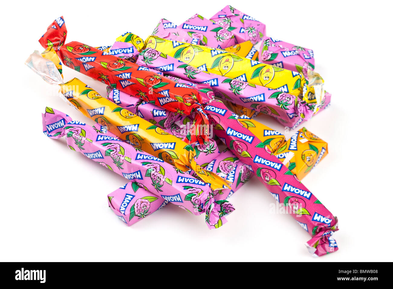 Pile of wrapped Maoam chewy sweets Stock Photo