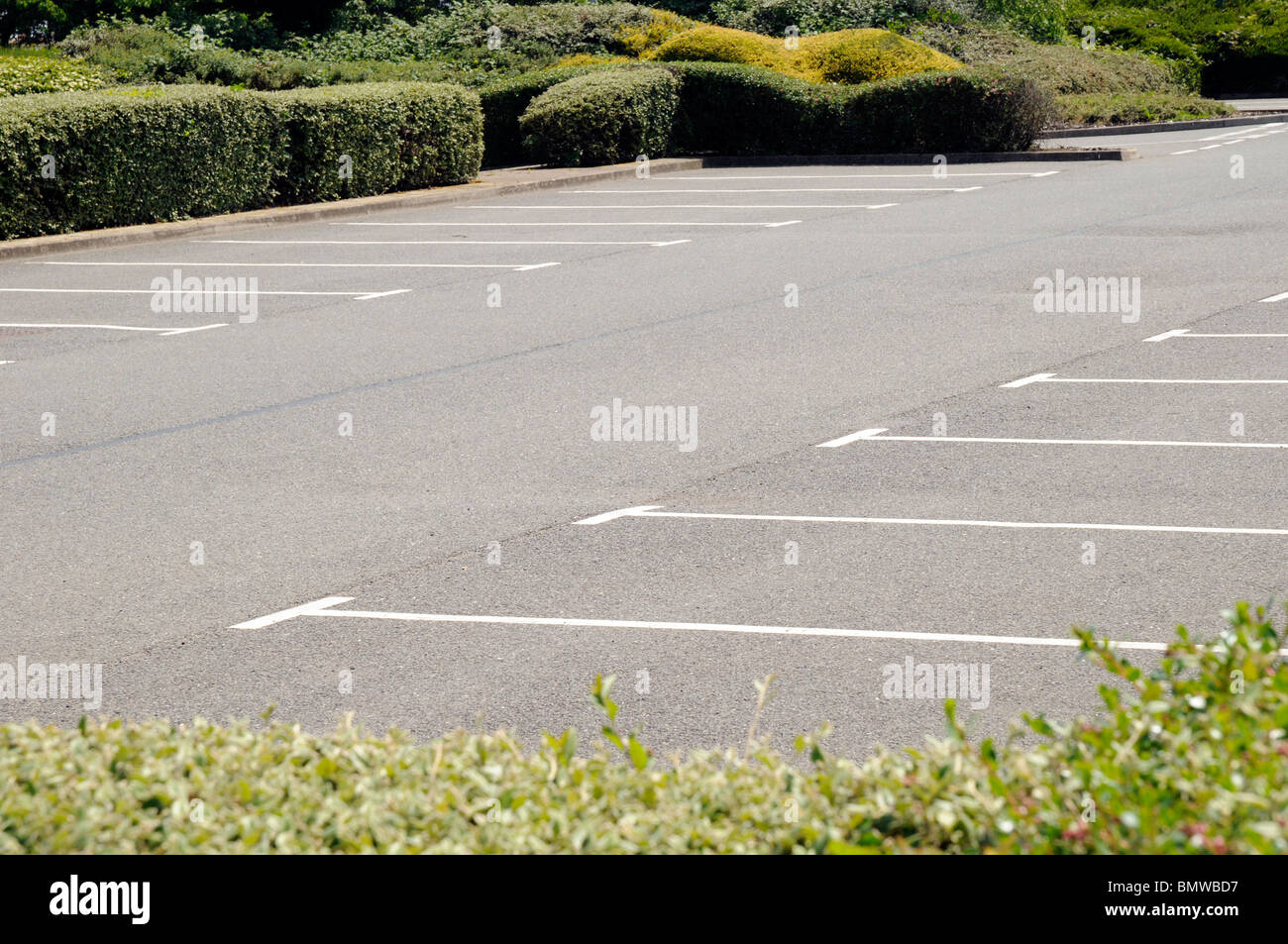 Empty car parking spaces, Retail Park, Peterborough. Stock Photo