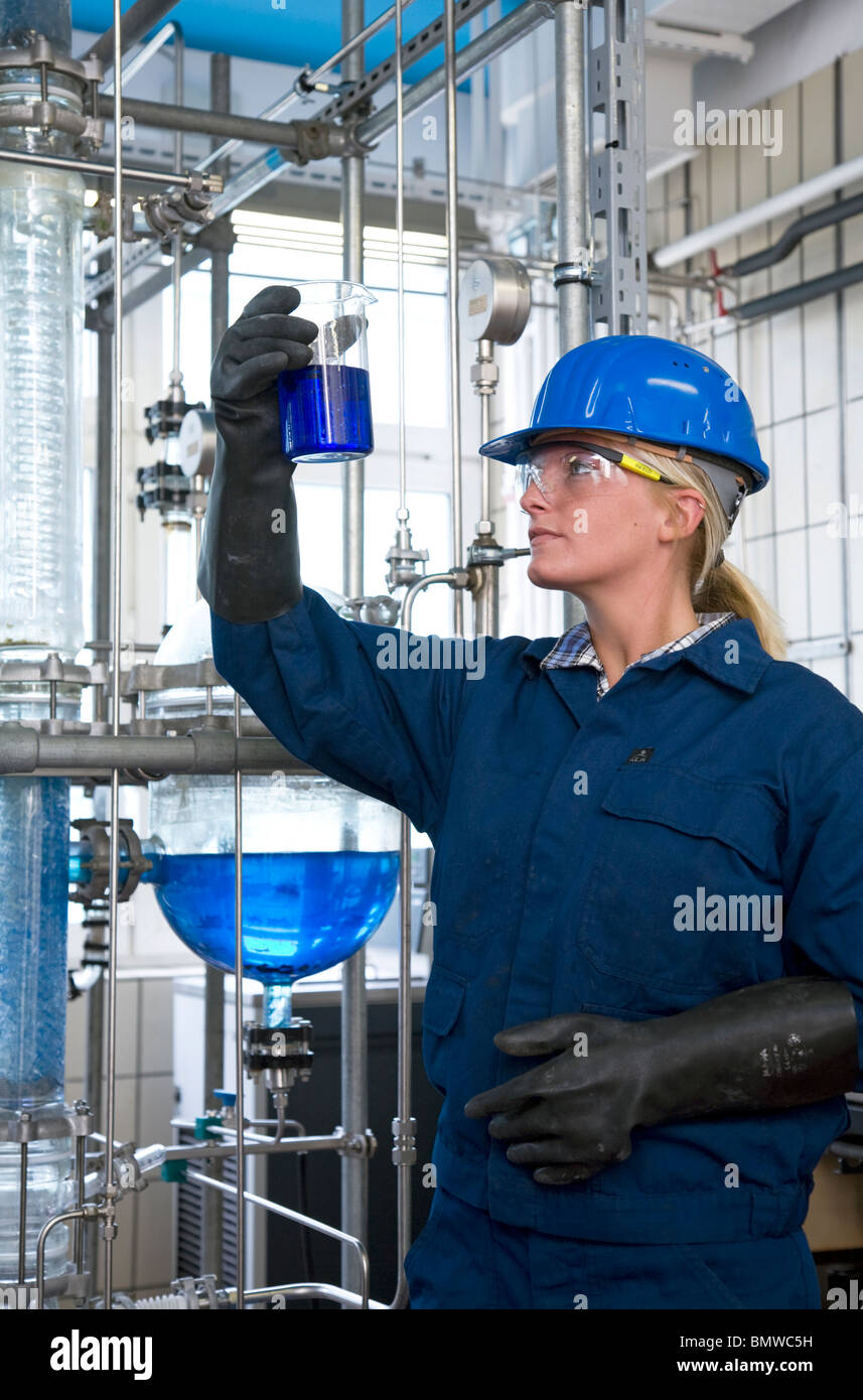Trainee chemical technician at Evonik company, Marl, Germany Stock Photo
