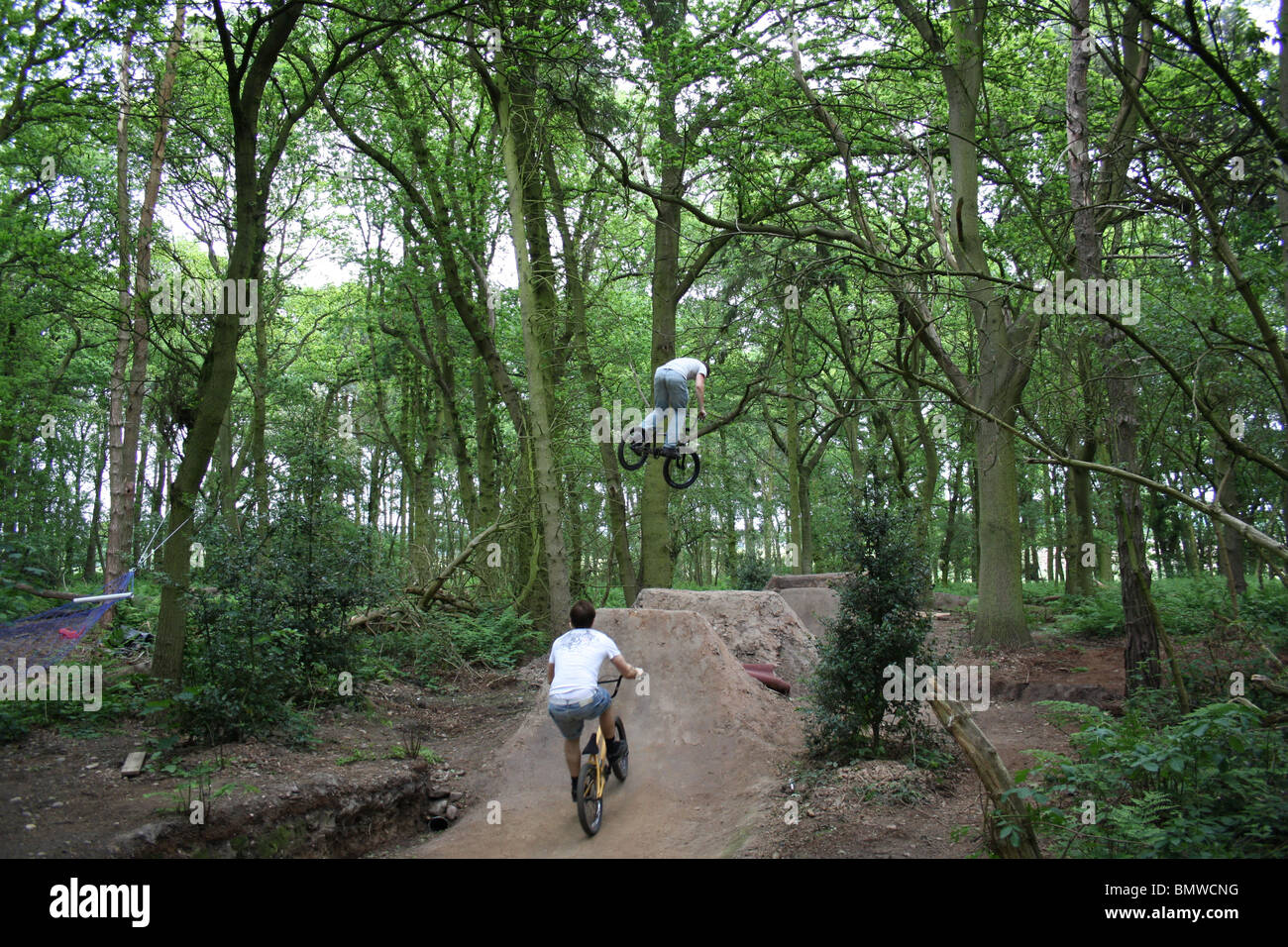 A awesome day Dirt Jumping BMX Bikes at Verns Wood Stock Photo Alamy
