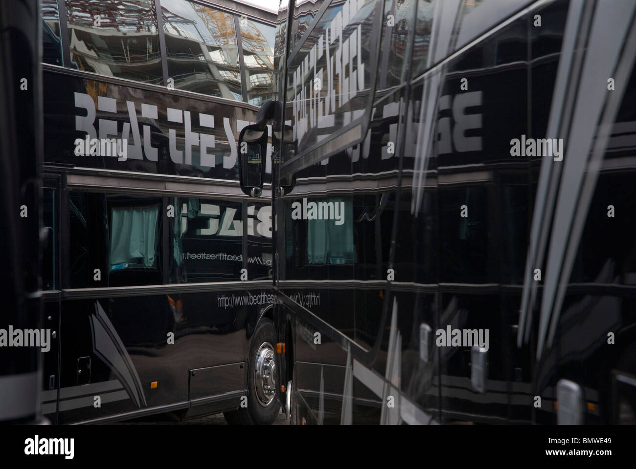 Tour coaches outside Odyssey Arena, Belfast. Stock Photo
