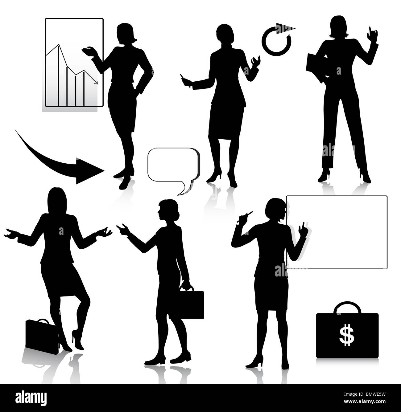 Business women silhouettes set Stock Photo