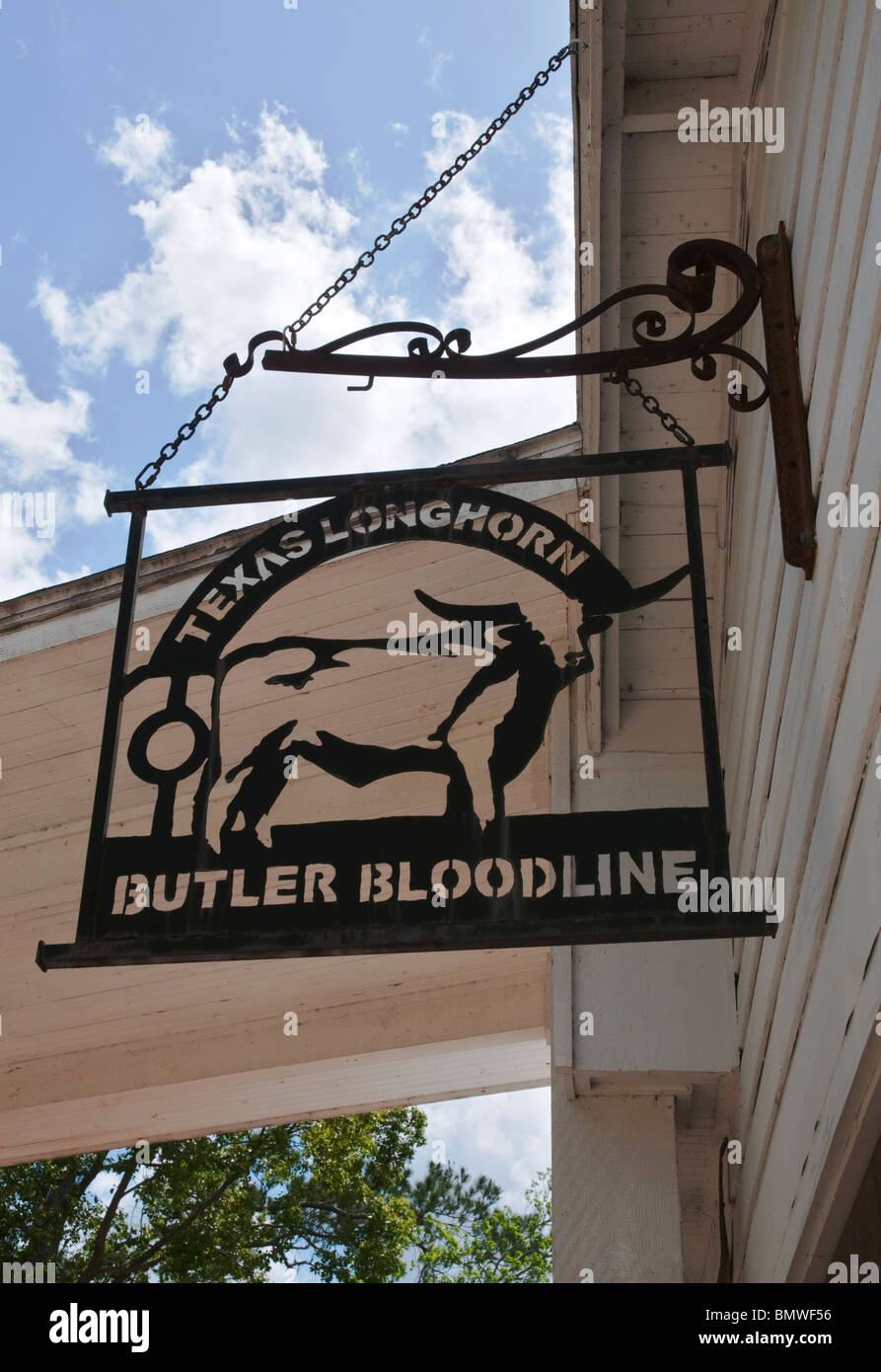 Texas, League City, Butler Longhorn Museum sign Stock Photo
