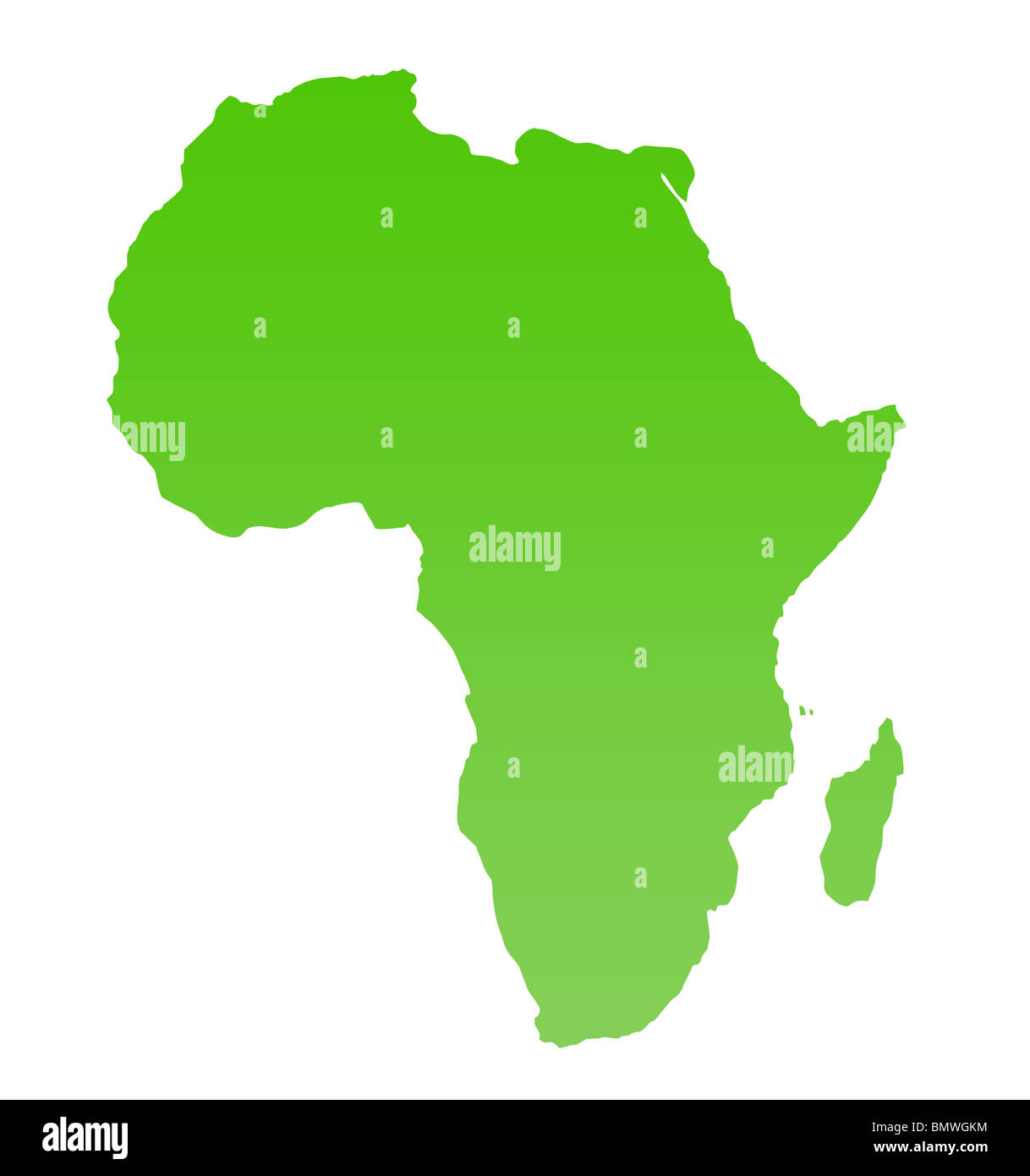 Green Africa map isolated on a white background. Stock Photo