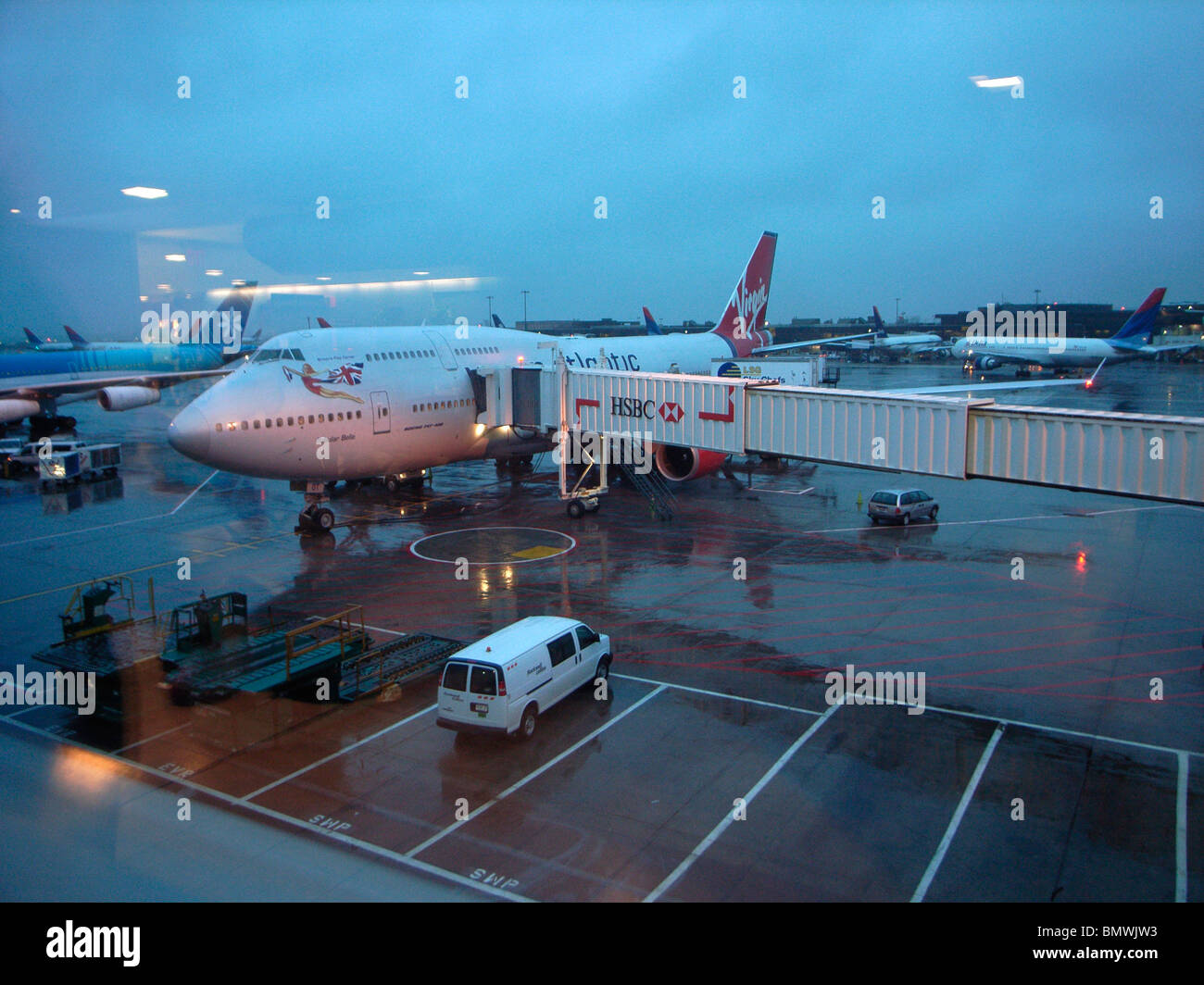 Virgin Atlantic Boeing 747 at Departures at JFK Airport New York, USA