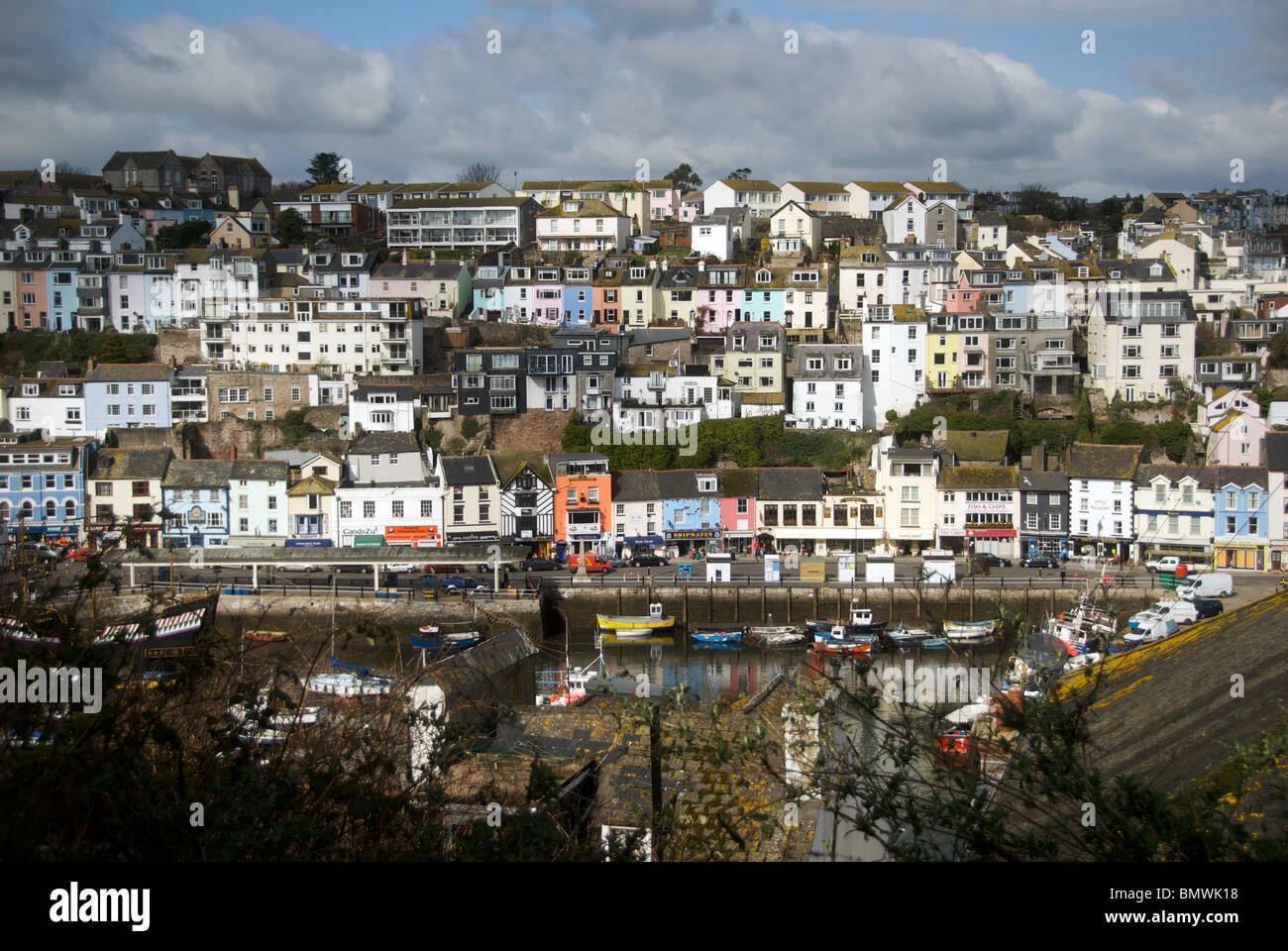 Brixham Devon UK Harbor Harbour Houses Stock Photo Alamy
