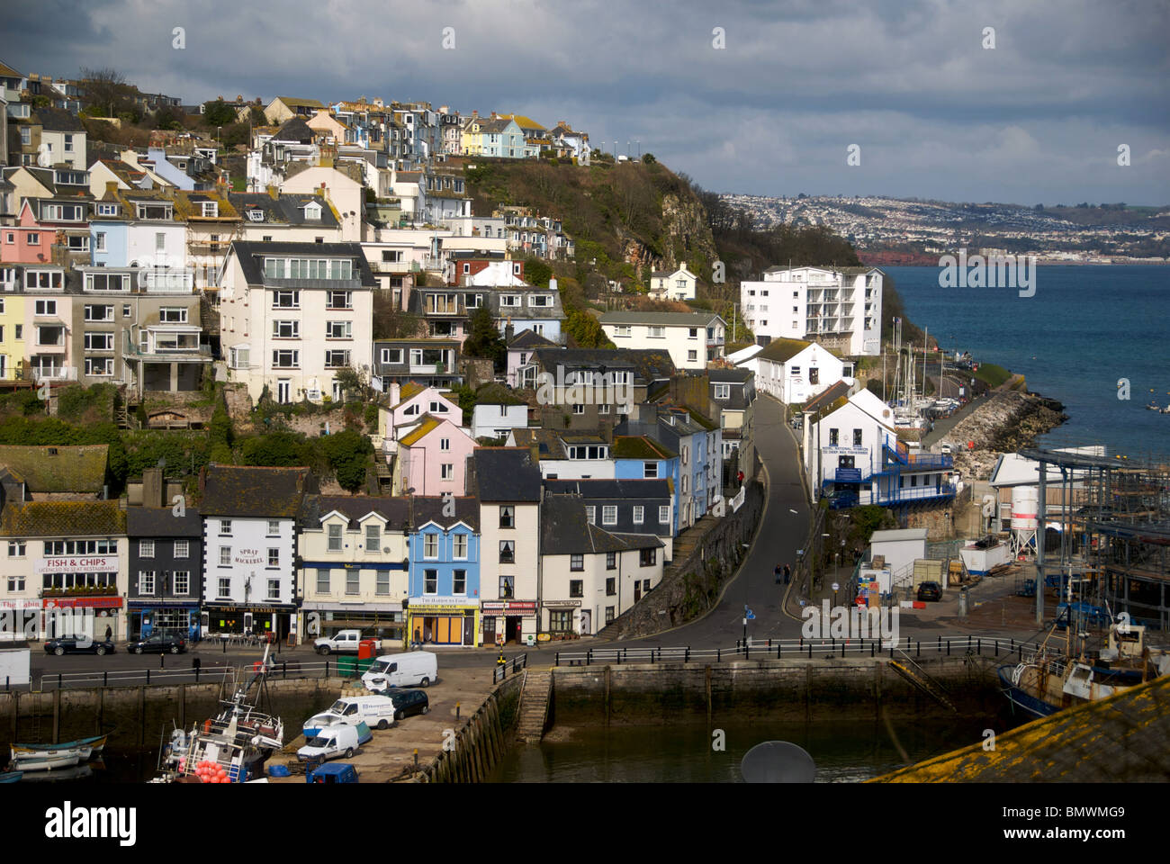 Brixham Devon UK Harbor Harbour Houses Stock Photo Alamy