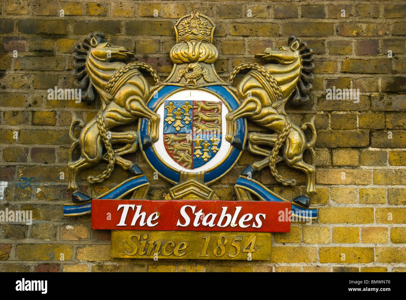 Camden Town Stables Market coat of arms London England UK Europe Stock