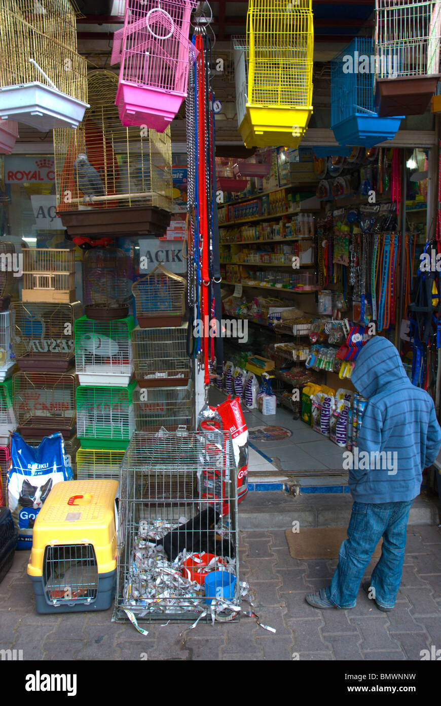 Pet shop exterior Antalya Mediterranean coast Turkey Asia Stock Photo