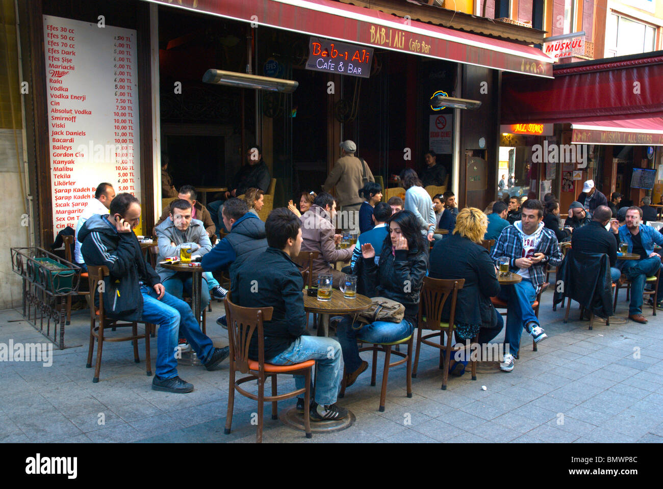 Cafe bar terrace Beyoglu area Istanbul Turkey Europe Stock Photo Alamy