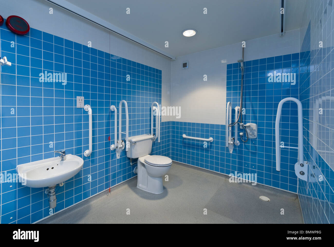 Disabled and infirm bathroom in a nursing / care home Stock Photo