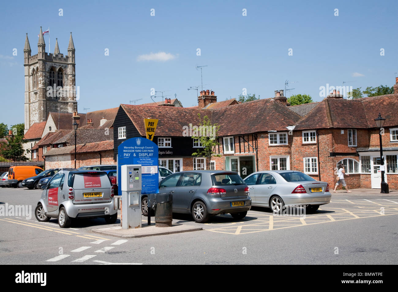 St Andrews Church from Waggon Yard car park Farnham Surrey Stock Photo