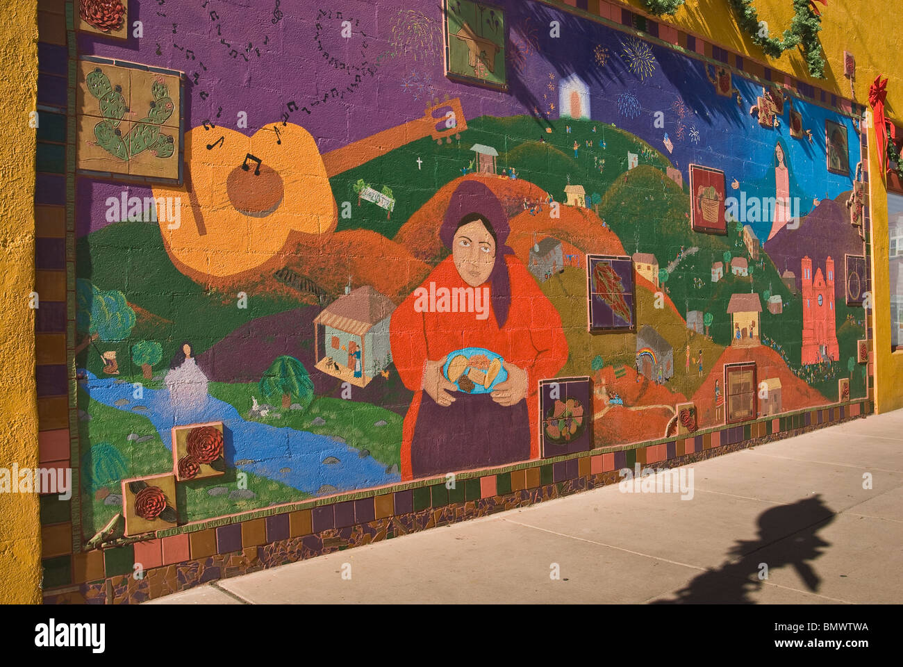 Chihuahua Hill Oral Histories Mural at Bullard Street in Silver City, New Mexico, USA Stock Photo