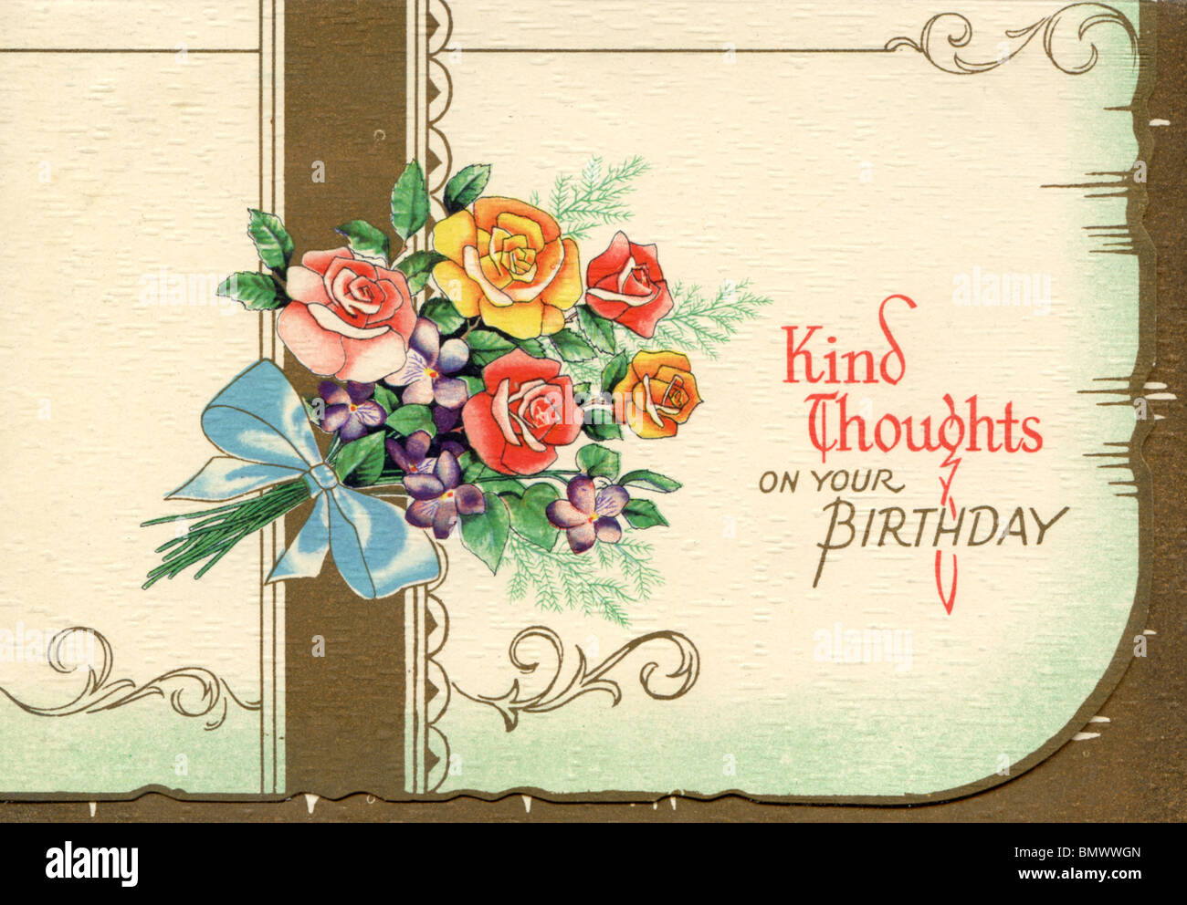 Birthday Card with Roses Stock Photo - Alamy