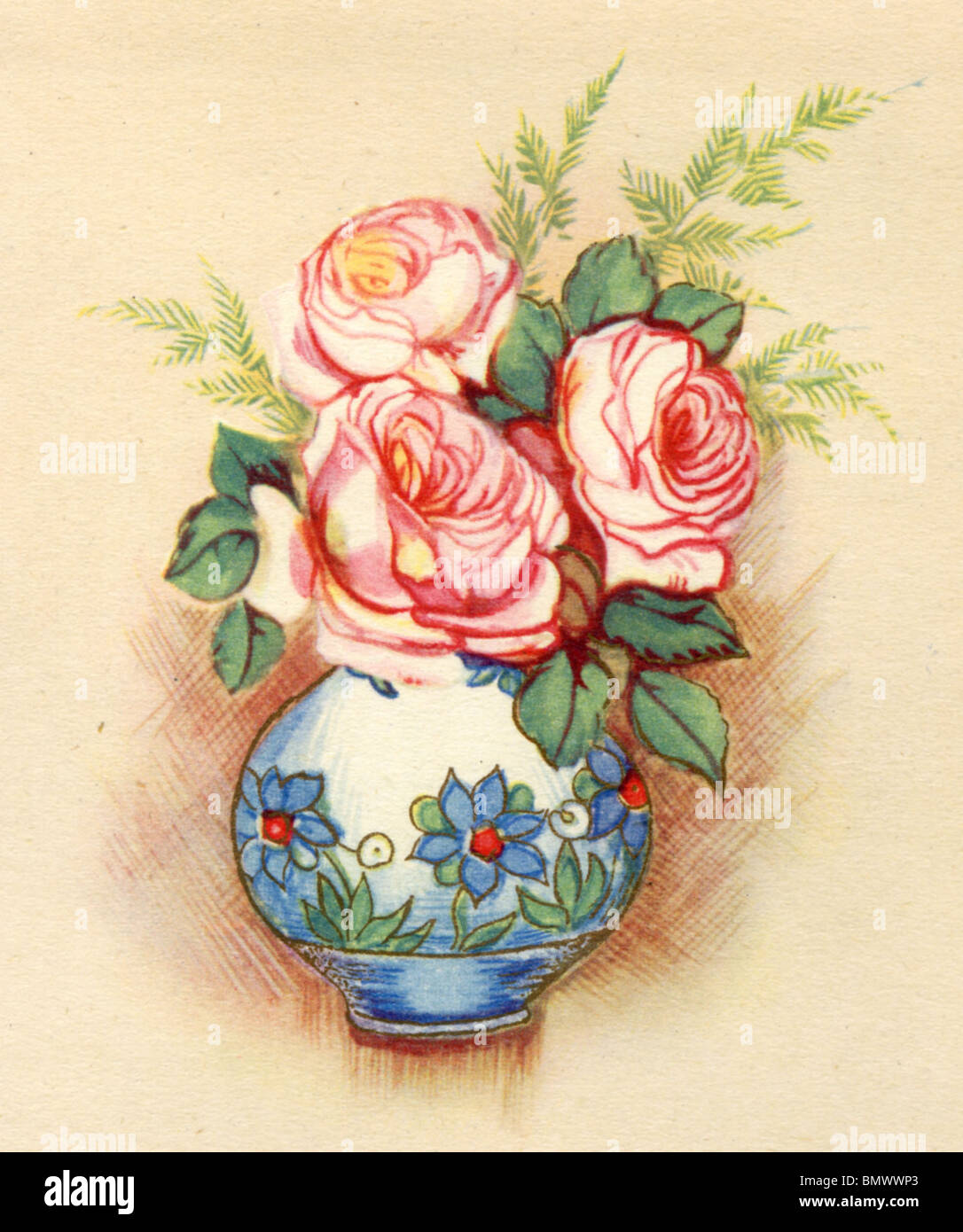 Old fashioned roses vase hi-res stock photography and images - Alamy