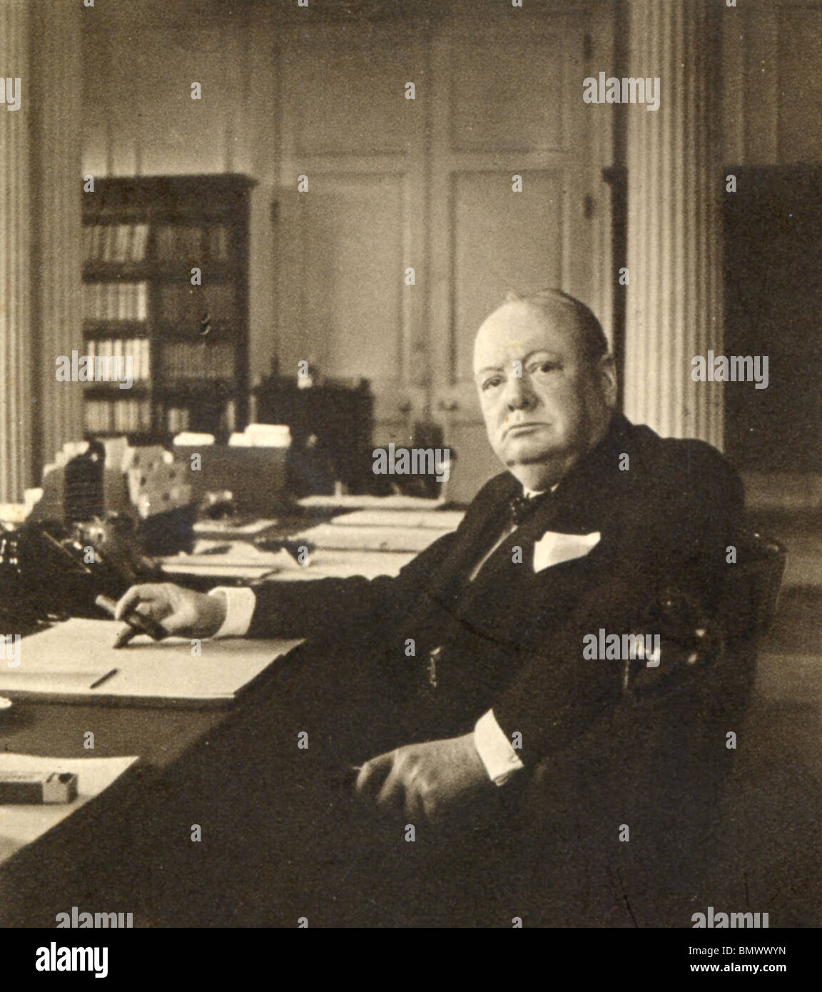 Mr Winston Churchill in his broadcast to the Empire Stock Photo