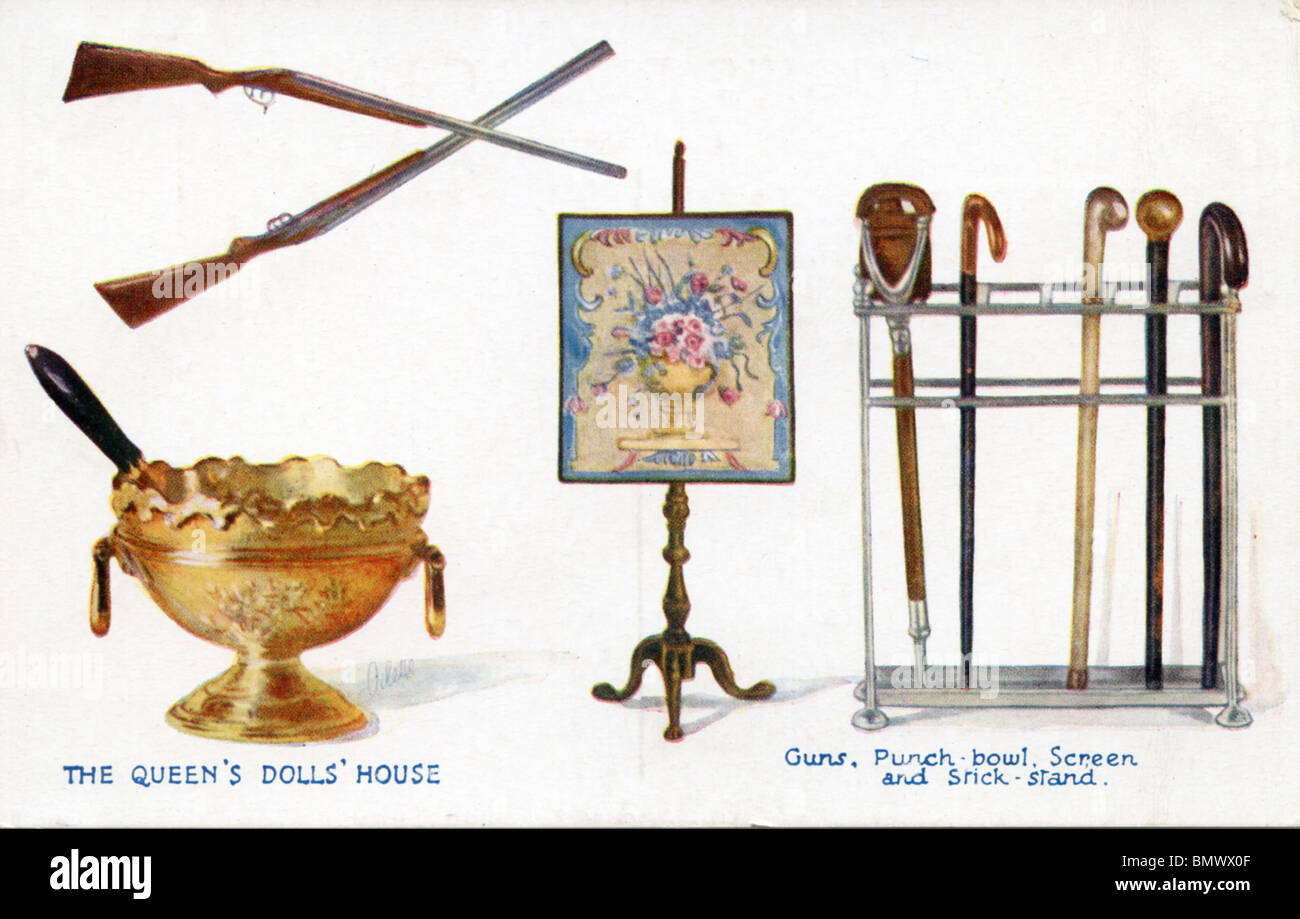 The Queen's Doll's House Guns, Punch Bowl, Screen and Stick Stand