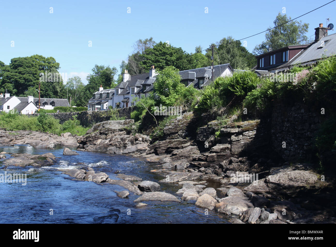 River Dochart and village of Killin Scotland  June 2010 Stock Photo
