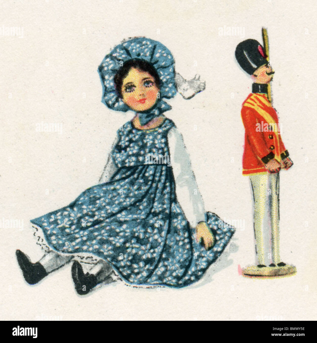 Play Dollies - Dolly in Blue Dress and Little Tin Soldier Stock Photo