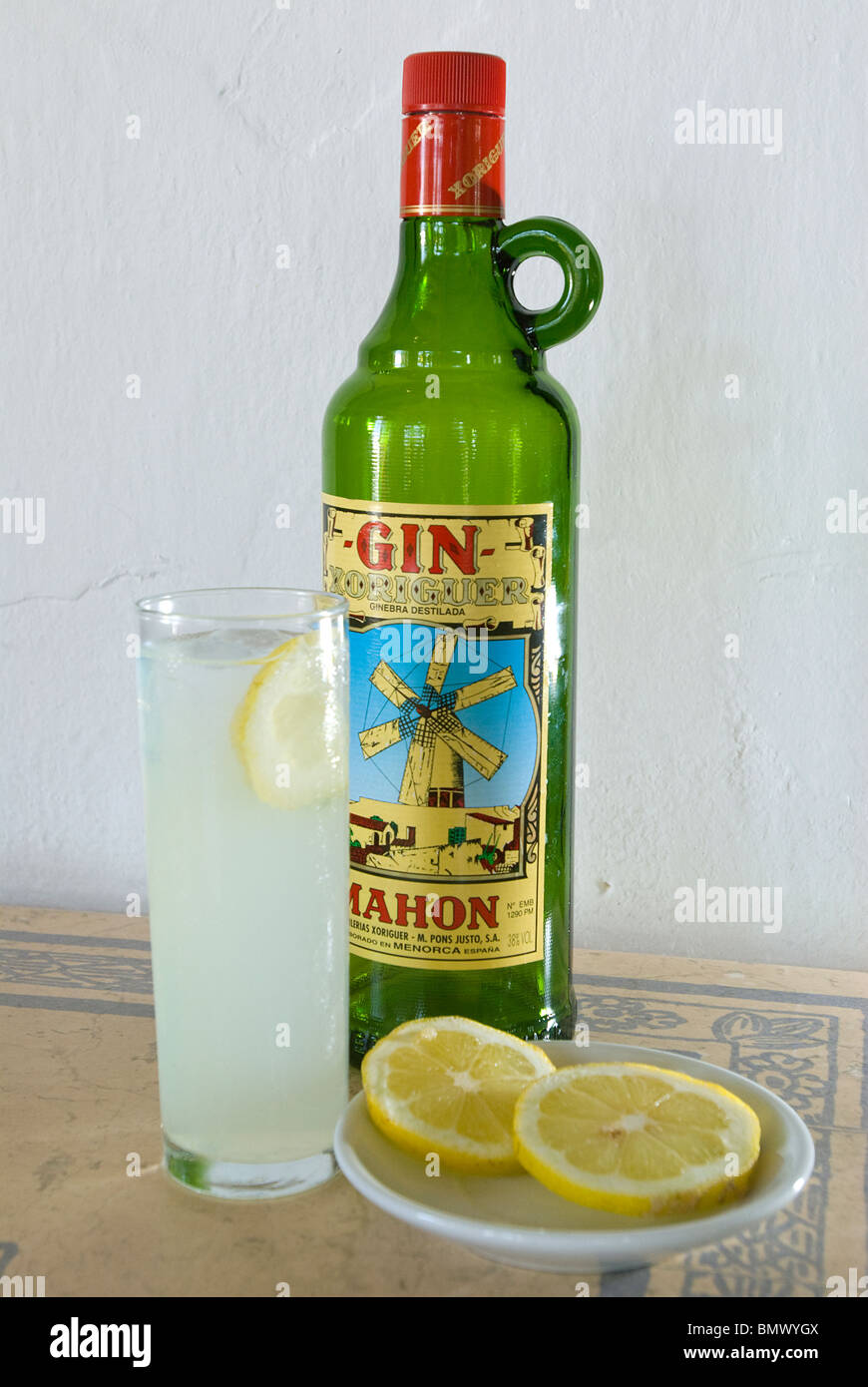Gin and Lemon Pomada, Menorca, Balearics, Spain Stock Photo