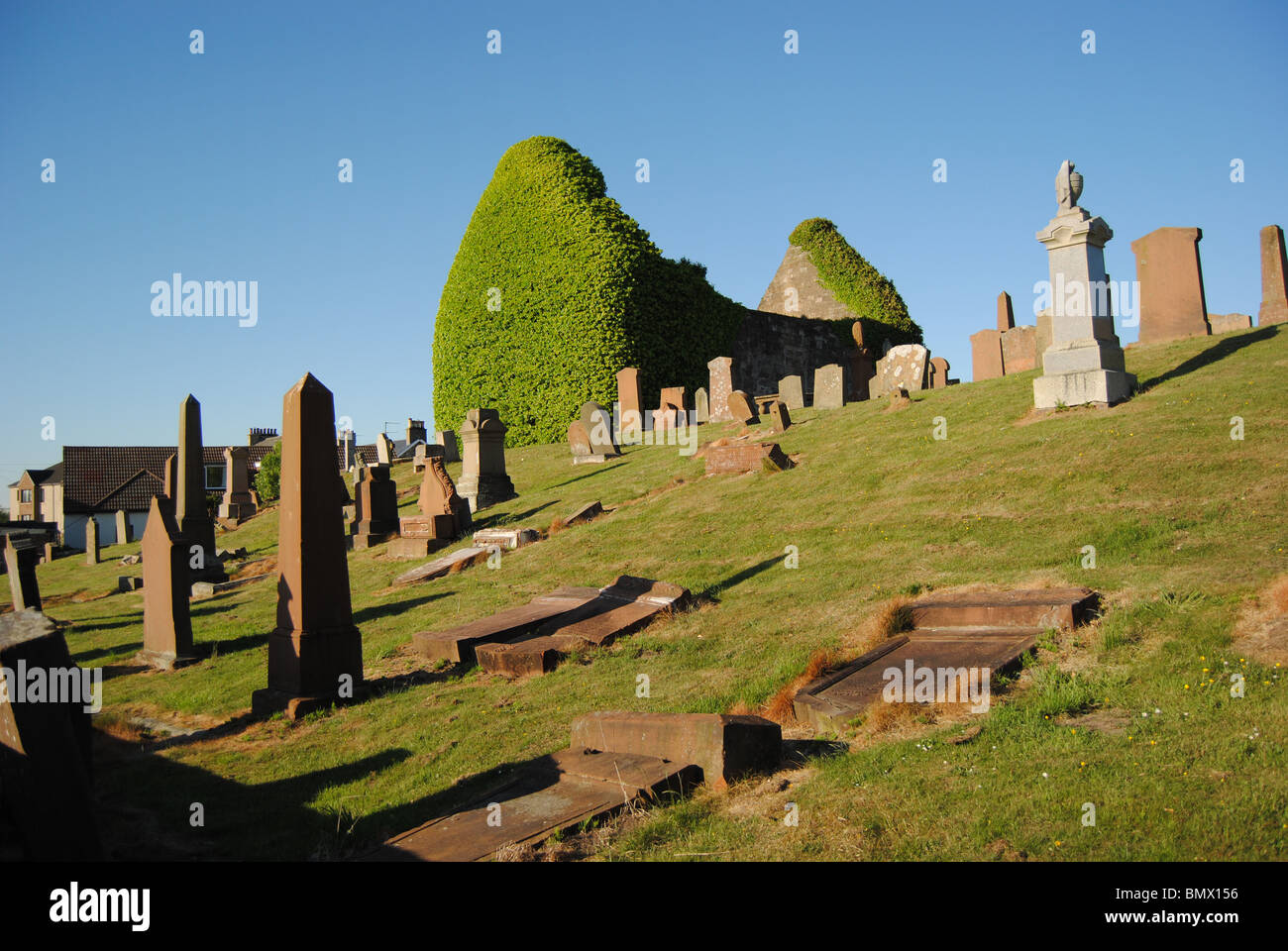 St.Nicholas Parish Church and Graveyard ruin in Prestwick, South Ayrshire. Stock Photo