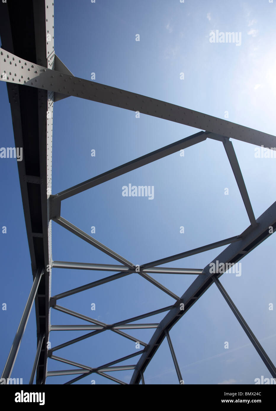 Arched iron bridge top support structure Stock Photo