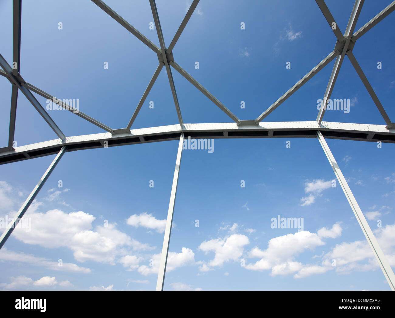 Arched iron bridge top support structures Stock Photo