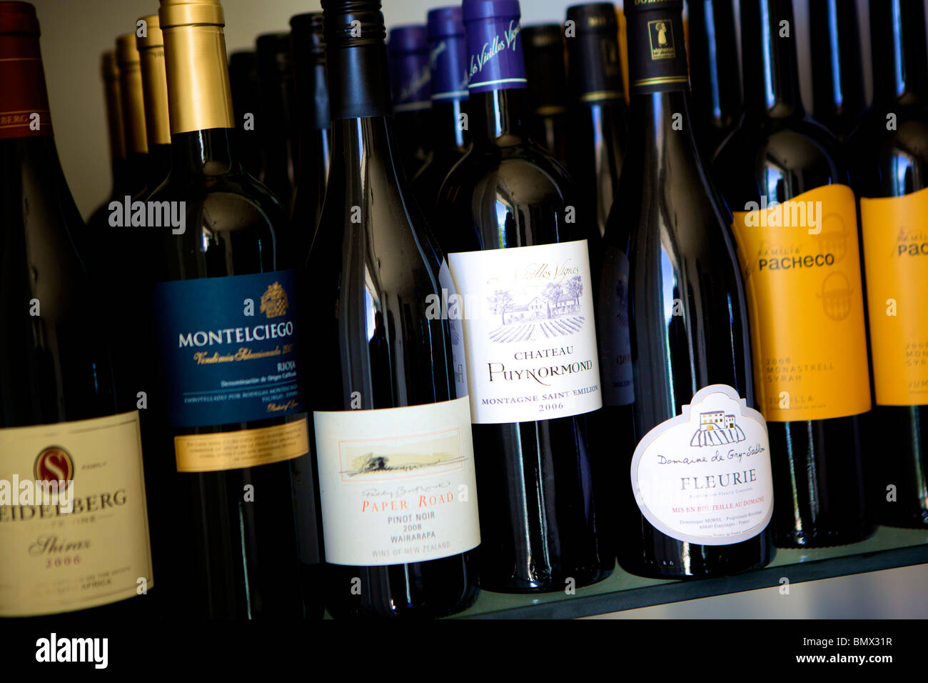 Selection of bottles of red wine Stock Photo Alamy